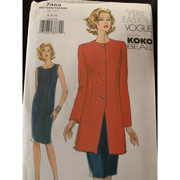 Vogue Misses Dress Jacket Sewing Pattern 7469 Sz 6 - 10 - Uncut - Picture 1 of 10